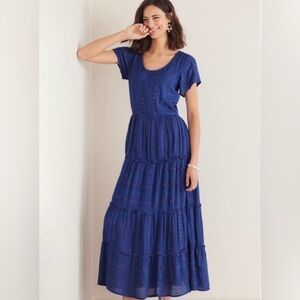Soft Surroundings Kara Shimmer Tiered Maxi Dress Size XS